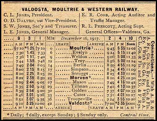 VM&W RR Timetable 1918