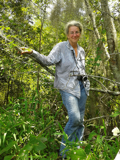 Gretchen on the beaver dam