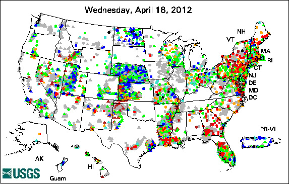 USGS Active Groundwater Network map 18 April 2012