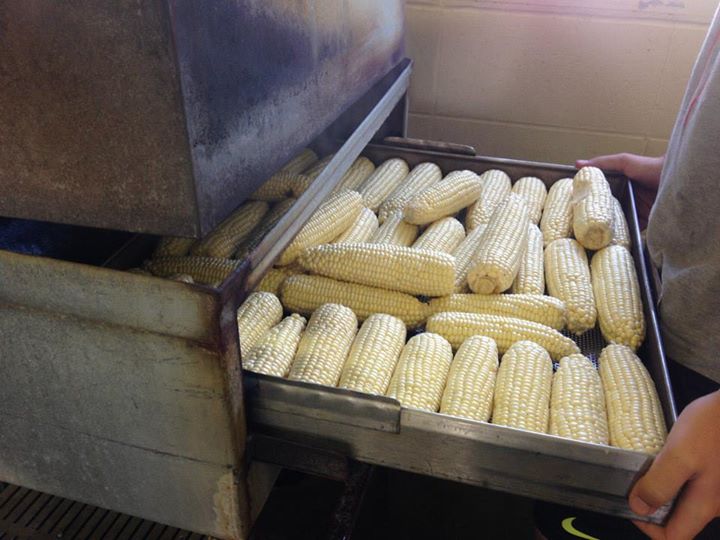 720x540 Corn into the steamer, in Canning corn and peaches at Lowndes High School, by Gretchen Quarterman, for OkraParadiseFarms.com, 12 July 2014
