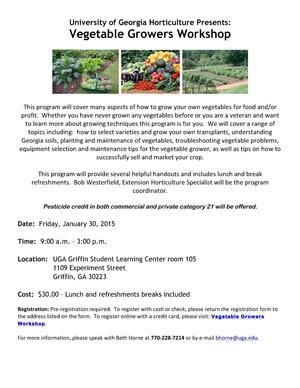 300x388 2015 Invitation, in Vegetable Growers Workshop, by UGA Horticulture, for OkraParadiseFarms.com, 30 January 2015