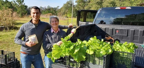 Grits and mustard greens for 401 West Restaurant, by John S. Quarterman, for OkraParadiseFarms.com, 22 November 2019