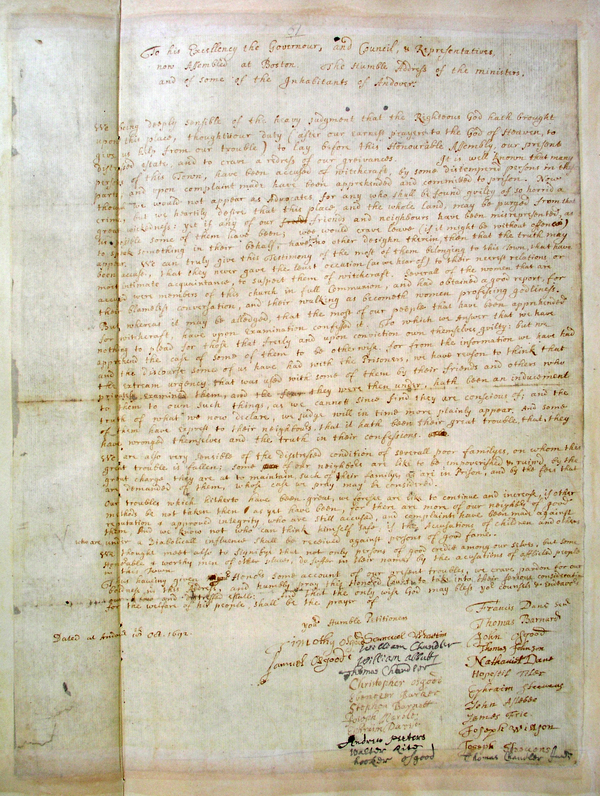 [Petition of Twenty-six Andover Men on Behalf of Their Wives and Daughters 1692-10-18]