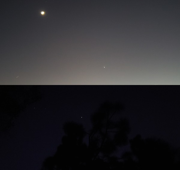 Moon, Saturn, Jupiter, Mars