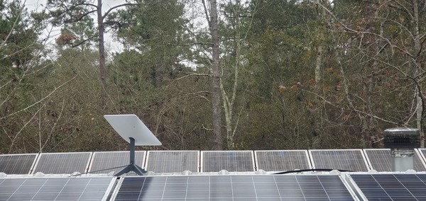 [Solar panels, chimney]