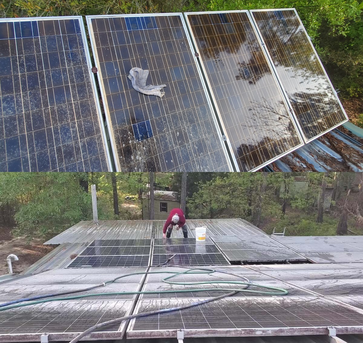 Spring cleaning of old and new solar panels 2024-03-30