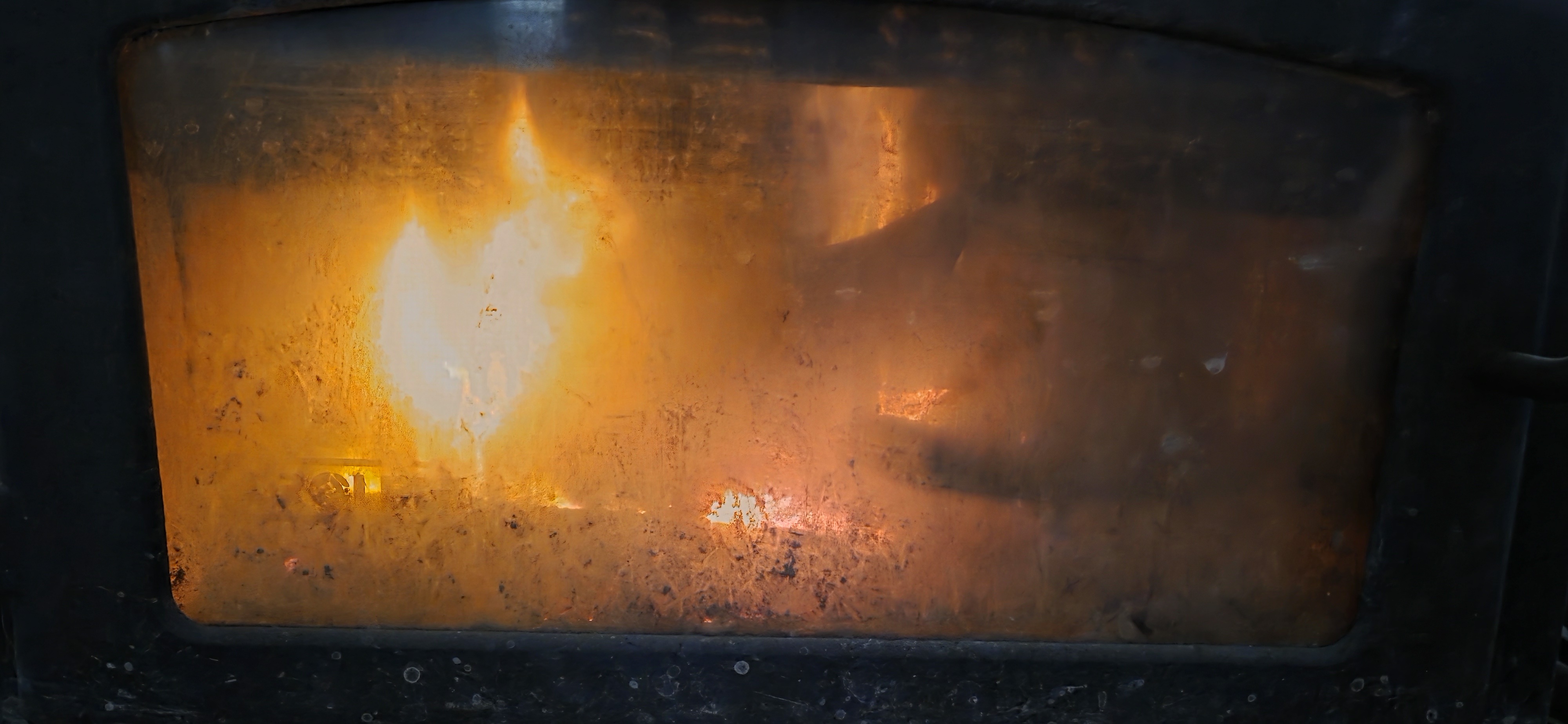 Fire in wood stove